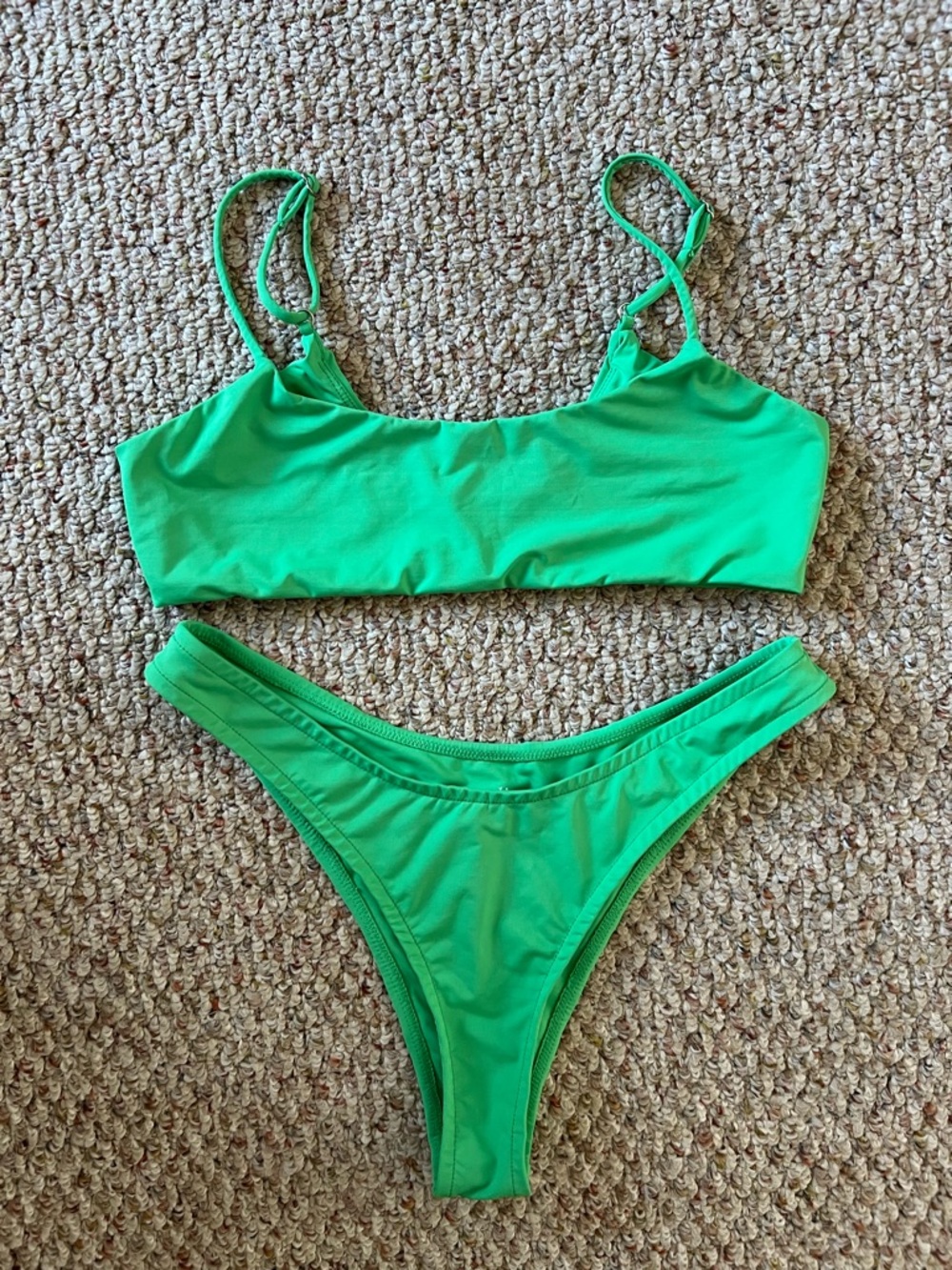 Tan + Lines Green Two-Piece Bikini Set